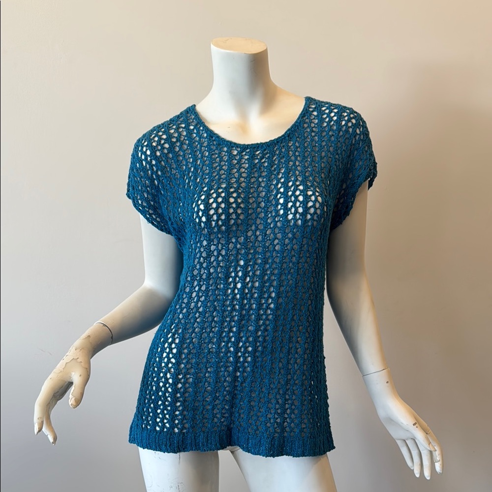 Teal Crochet Knit Top
